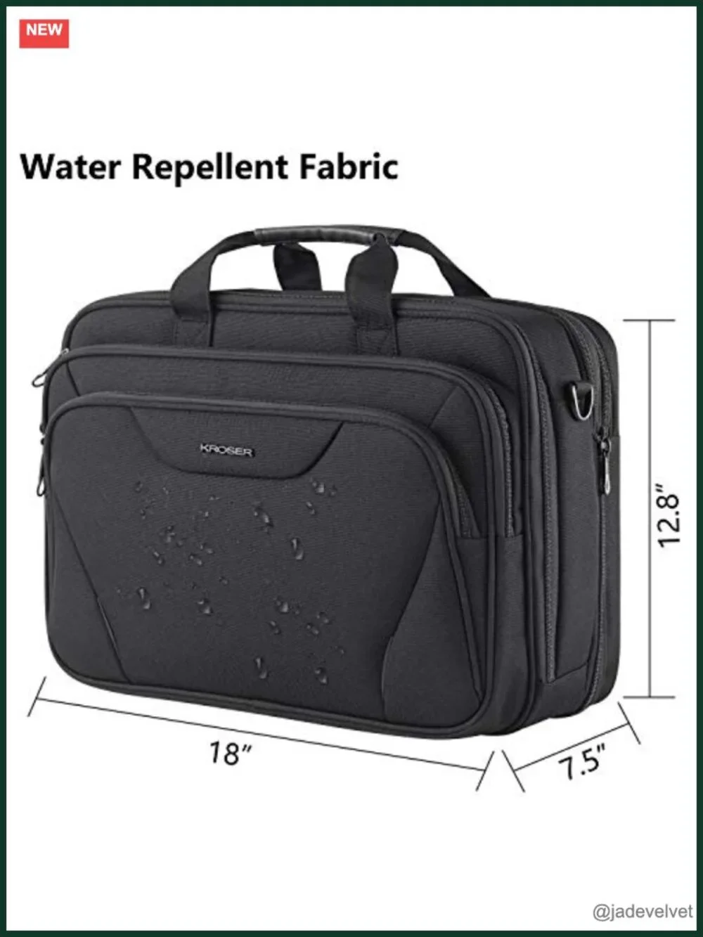 Water-Repellent Canvas Poly Laptop Briefcase 17.3